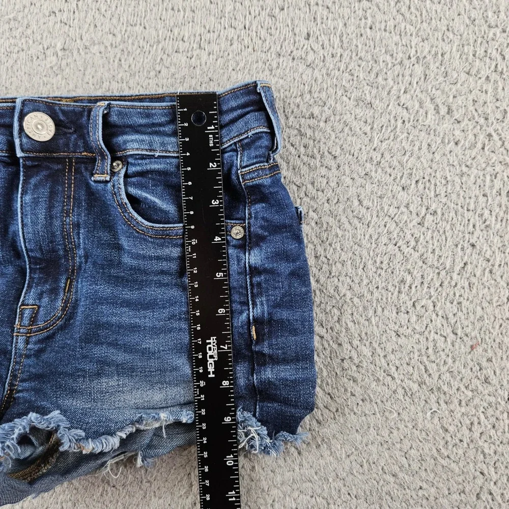 American Eagle Hi Rise Shortie Denim Jean Shorts Womens‎ 2 Blue Super Stretch
